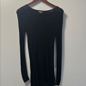 Express Black Mesh Long Sleeve Top